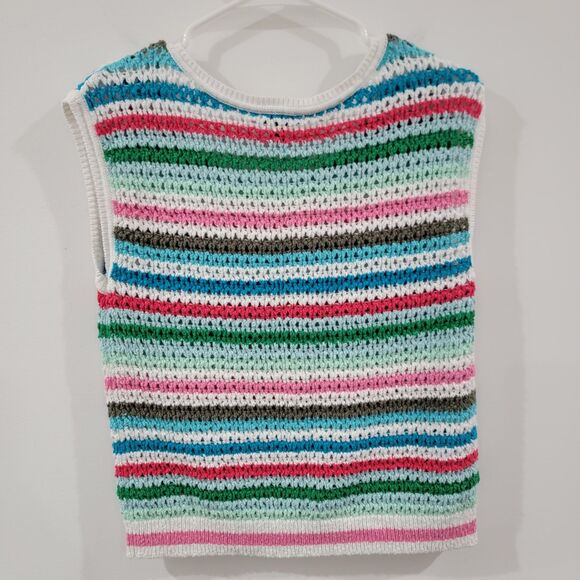 Talbots Womens Sweater Vest Size Xs Crochet Colorful Academia - Picture 3 of 7